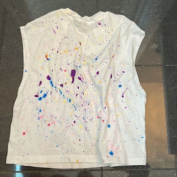xxs white neon splatter dynamite crop tank top - Picture 3 of 7